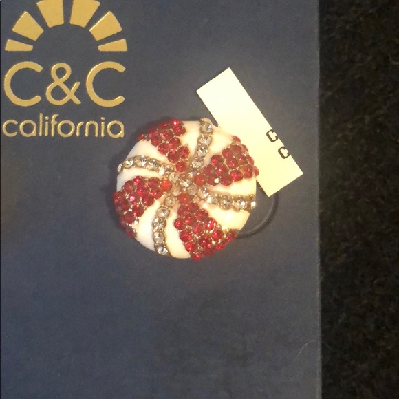 C&C Peppermint Swirl Crystal Candy Stud Earrings - Picture 7 of 9